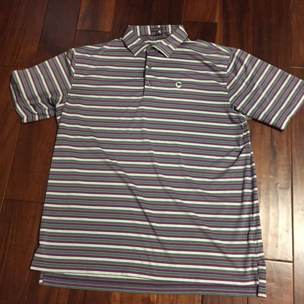 Peter Millar Men's Southern Comfort Polo Size X Large Purple Green Striped